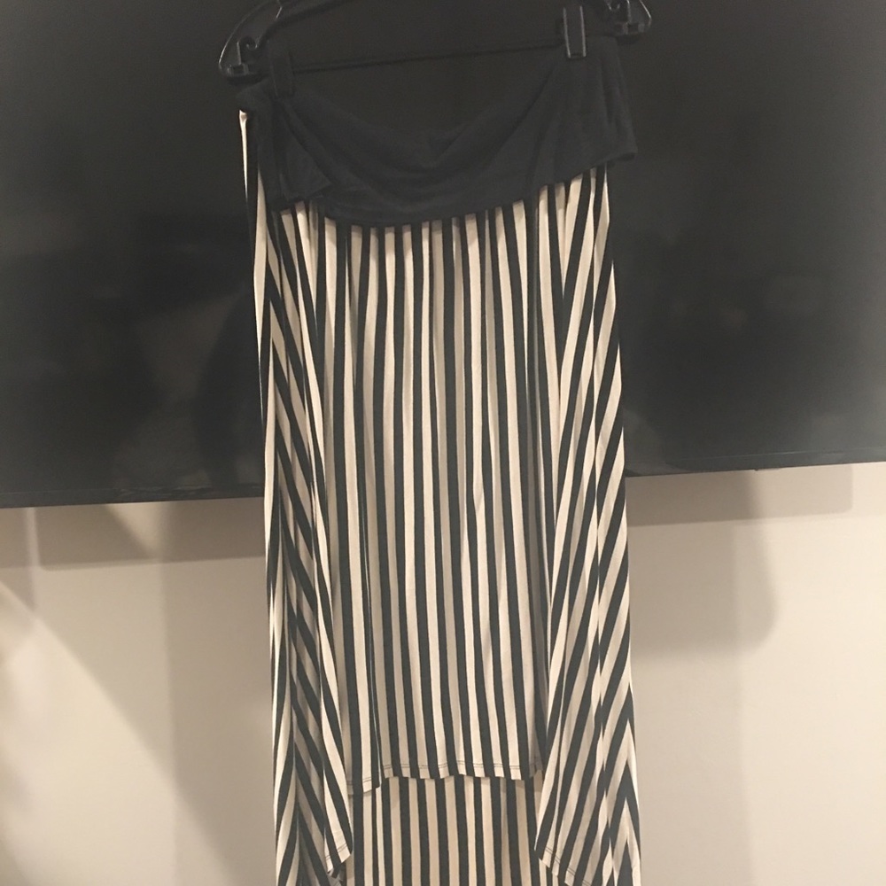 SOLD! High low black and white striped skirt